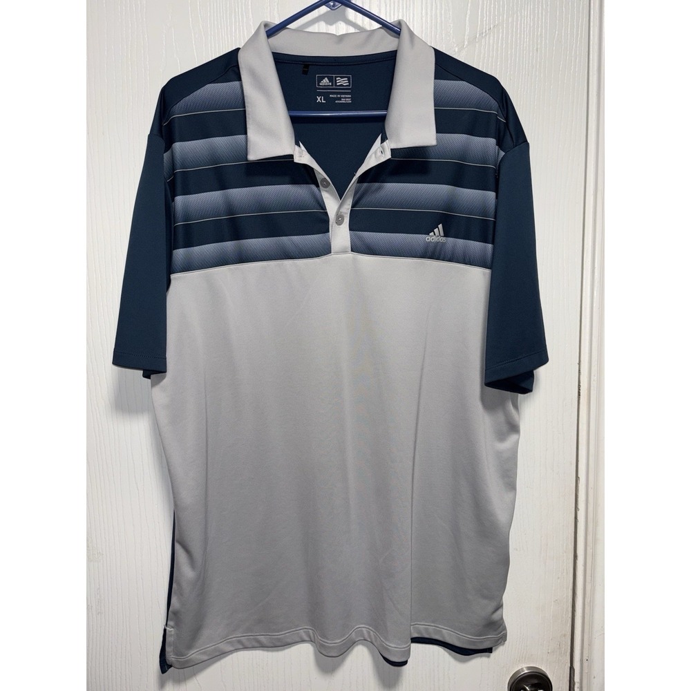 Men's Adidas Blue and‎ Gray Golf Polo Shirt, Size XLarge Golf Performance